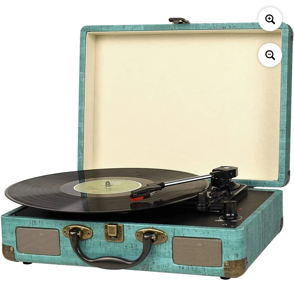 Vintage-Style Portable Turntable - Turquoise